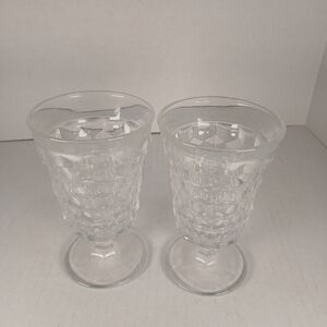 Set Of (2) Indiana Whitehall Colony Clear Cubist 9 oz Tumblers Flared Lip